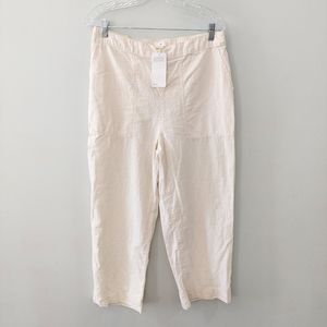 H&M pants Medium oatmeal/beige Linen blend pockets elastic waist